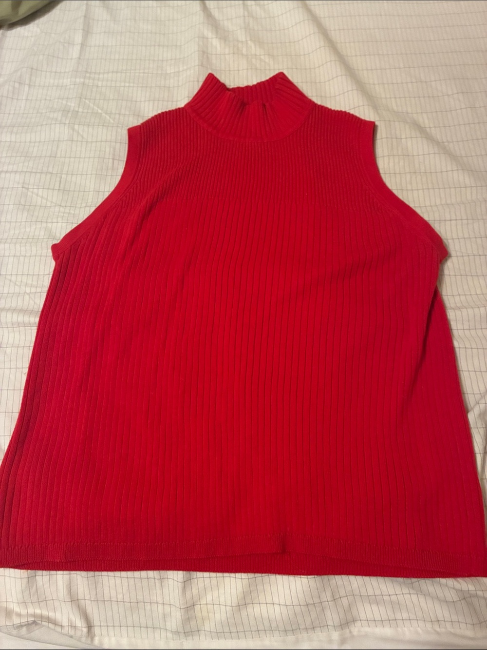 White Stag Bright Red Ribbed Mock Neck Tank